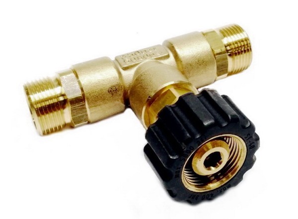 Тройник M22 внеш - M22 внут - M22 внеш, 350 bar, латунь