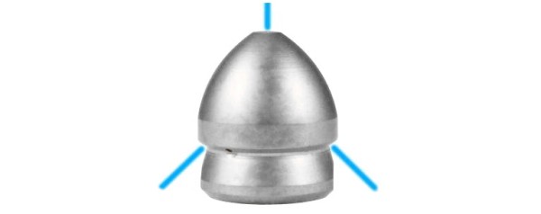 Форсунка (сопло) для промывки труб. 1 струя вперед х 3 струи назад, разм. 040, вход 1/8 внут.
